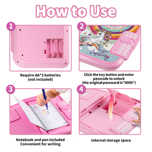 Journal secret interactif rose de haute qualité, livre <span class=keywords><strong>pour</strong></span> enfants, vente en gros, mini carnet d'enregistrement de mots de passe mignon, cadeaux <span class=keywords><strong>pour</strong></span> filles avec <span class=keywords><strong>code</strong></span> - Product Image 3