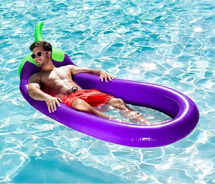 Aubergine Vorm Opblaasbaar Gaas Vlotterbed Voor Volwassen Waterlounger