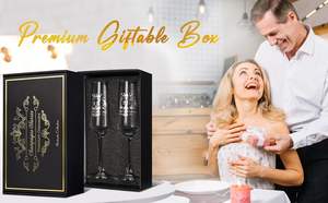 Regalo de 25 <span class=keywords><strong>Aniversario</strong></span> de Bodas, Copa de Cristal Moderna de 7 oz, Soplada a Mano, Reutilizable, Ecológica e Irrompible para Flautas - Product Image 6