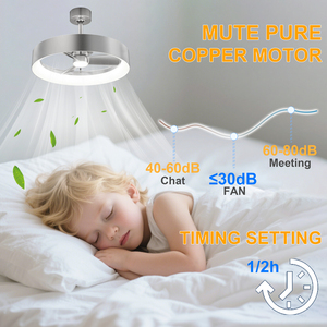 Brushed finished Ceiling <b>Fan</b> with Light Modern Low Profile LED <b>Fan</b> Fixture for Bedroom Living Room kitchen - Product Image 5