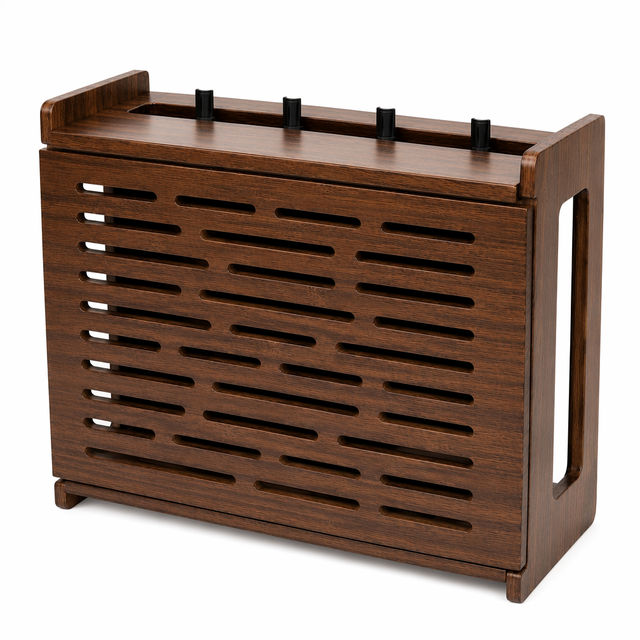 Decorative WiFi Box Hider - Bamboo Router and Modem Storage - Wall Mountable Wooden Shelf to Hide Router Modem Box