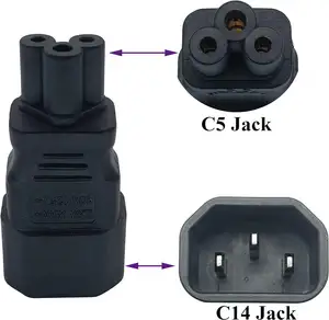 IEC Male Female Connector AC Plug C14 To C5 Power Plug Adapter 10A AC Converter