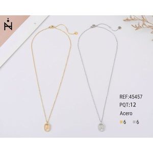 Collana con Ciondolo a Lettera A in Diamanti Zt 10x15Cm Oro Argento Acciaio Minimalista Unisex per Uso Quotidiano - Product Image 1