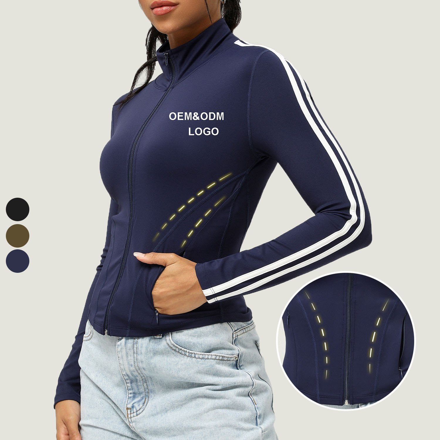 New Yoga Coat Ladies Advanced Sense Slim Standing Collar Zipper Top Yoga Fitness Sports Long-sleeved Jacket