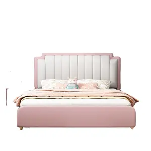 Children Bedroom Furniture Children Solid Wood Bed Girls Leather Storage Single Bed Full Size Storage Bed Frame
