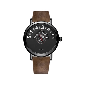 Pour 518 2024 montre de Sport en cuir antique de luxe pour hommes boîtier en acier inoxydable mouvement à Quartz étanche - Product Image 6