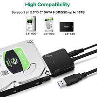 Adaptador SATA a USB 3,0, cable convertidor de disco duro externo para HDD de 2,5 "3,5", SSD con fuente de alimentación