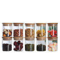Bocaux de conservation en verre borosilicate de haute qualité avec couvercles en bambou, modernes, soufflés à la main, écologiques, compatibles lave-vaisselle, hermétiques