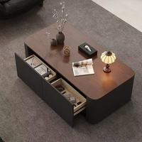 Table basse rectangulaire de style industriel en bois massif avec tiroirs, table de salon minimaliste italienne
