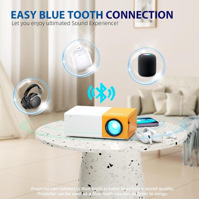 1080P Pocket Mini Projector, 100 ANSI Lumens LCD LED Portable, 1500:1 4K Supported 3D for Home Theater Kids Entertainment