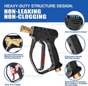 Pistola pulverizadora de alta presión para hidrolavadora, 10.5 GPM, con función de espuma, conexión rápida de 3/8'' y mango de gatillo compacto - Product Image 4