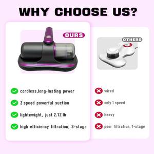 Aspirateur anti-acariens sans fil Yaika, design luxueux en ABS, recharge USB, rayons ultraviolets, garantie 1 an - Product Image 6