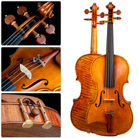 Violon de taille standard 4/4 NAOMI, artisanat de maître, style antique, dos en bois flammé d'une seule pièce, son puissant et riche, pour violoniste d'orchestre