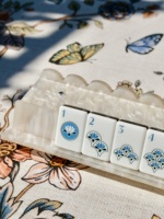 HIMORE - Juego de Mahjong Americano de Lujo Pintado a Mano y Personalizado, con Patrón Grabado, Mini Juego de Mahjong Acrílico de Viaje