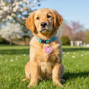Targhetta identificativa per animali domestici, mini, a forma di cuore rosa con impronta di zampa, per cani e gatti - Product Image 3