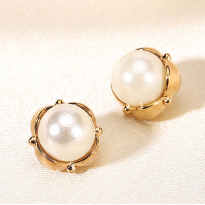 11.5mm fantasia oro placcatura <span class=keywords><strong>argento</strong></span> colore bianco con gambo rotondo in lega di plastica perla camicia abito gonna bottoni - Product Image 3