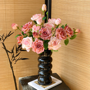 LUYI Burnt edge roasted edge Artificial <strong>Flower</strong> rose decoration silk <strong>flower</strong> wedding scenery 3 <strong>jiao</strong> edge rose artificial bouquet - Product Image 2