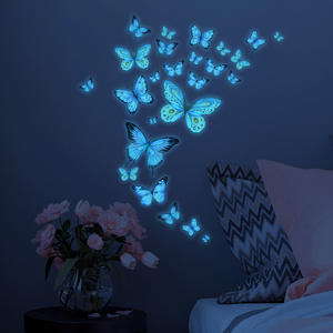 Nouvelle lumière nocturne murale autocollante en forme de papillon bleu, autocollant mural en PVC, décoration intérieure pour salon et <span class=keywords><strong>chambre</strong></span> à coucher - Product Image 3