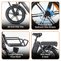 Vélo Électrique Pliant FLM V10 26 Pouces à Cadre Bas, Frein Hydraulique, 36V 250W, pour Adulte, Idéal pour les Trajets Quotidien (Expédition depuis l'Entrepôt Outre-mer)
