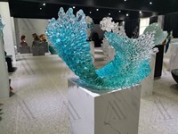 Sculpture d'eau en cristal synthétique transparent de grande taille, œuvre d'art décorative moderne, centre de table pour villa