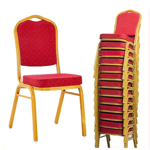 เก้าอี้นายพลหุ้มเบาะสีแดงโครงโลหะสำหรับโรงแรมร้านอาหาร - Product Image 2
