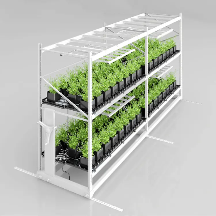 Indoor Micro Greens Multi Layer 4ft X 8ft Vertical Hydroponic Ebb and Flow Mobile Grow Rack System Horticulture Grow Rack