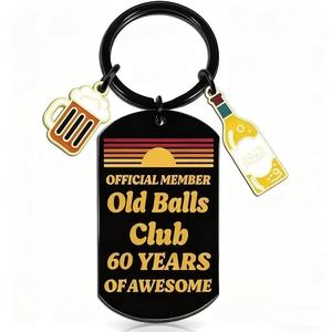 Porte-clés 60ème Anniversaire Club des Vieillards 60 Ans, Breloques Bouteille de Bière et Chope, Porte-clés en Métal, Cadeau d'Anniversaire Amusant <span class=keywords><strong>pour</strong></span> Hommes, Papa, Grand-père - Product Image 4