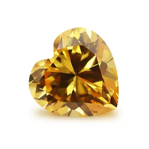 Best Quality Hearts Shape Yellow Color Cubic Zirconia Stone Loose CZ Gemstone
