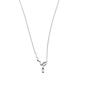 Collar de Serpiente Verde en Plata de Ley S925 para Mujer, Chapado en Oro Blanco de 18K, Cadena de Clavícula con Signo Zodiacal Animal, para Uso Diario - Product Image 5