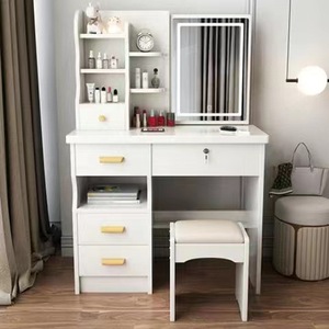 Coiffeuse Moderne, Simple et de Luxe <span class=keywords><strong>pour</strong></span> Petites Chambres de Filles, avec <span class=keywords><strong>Meuble</strong></span> de Rangement Intégré et Miroir Caché, en Bois - Product Image 6