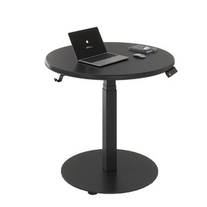 Bureau informatique ergonomique moderne blanc à une jambe, réglable en hauteur avec un moteur et 3 niveaux, modèle Riund - Product Image 1