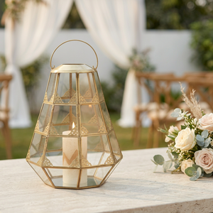 Wholesale Latest Designer Brass and Glass <b>Hurricane</b> Candle Holder for Christmas and Wedding Events Decorations - Product Image 1