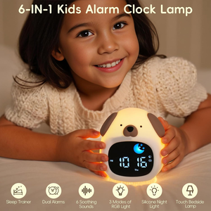 Lampe à LED mignonne de chevet personnalisée Haut-parleur pour enfants Réveil d'entraînement au sommeil Smart Touch Lumière naturelle Réveil au lever du soleil - Product Image 3