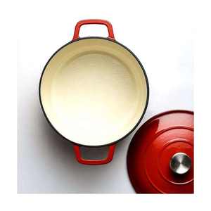 Cazuela antiadherente roja oblata de hierro fundido esmaltado cazuela de fuego para <span class=keywords><strong>Horno</strong></span> Holandés - Product Image 4