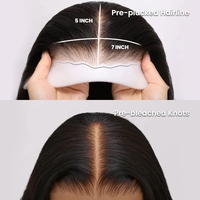 Perruque sans colle 7x5 en cheveux humains lisses doublement étirés, pré-coupée, pré-décolorée, pré-épilée, prête à porter