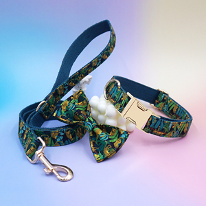 Set 3 Pezzi Collare, Guinzaglio e Fiocco per <span class=keywords><strong>Cani</strong></span> con Stampa Leopardata Popolare 2026 - Incisione Laser Nome Cane e Numero Telefono Proprietario - Product Image 1