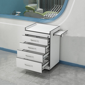 ตู้เคลื่อนที่สำหรับทันตกรรมแบบสี่ลิ้นชัก พร้อมโต๊ะทำงานด้านข้างสำหรับใช้ในคลินิก - Product Image 2