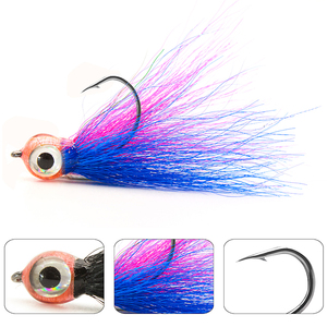 ECOODA Fabricant OEM UV Glow Bucktail Teasers <span class=keywords><strong>Hameçon</strong></span> de pêche Jig de pêche en eau salée Hair Bucktail Dressed Treble Hook - Product Image 2