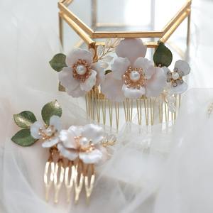 Diseño original con cuentas flores de metal peine nupcial Flores grandes accesorios <span class=keywords><strong>para</strong></span> el cabello tocado de novia dulce - Product Image 2