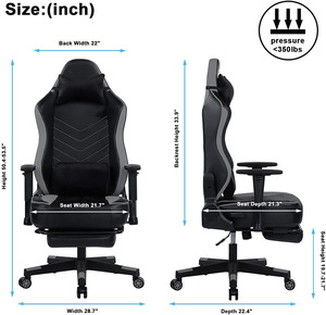 Chaise de jeu de haute qualité, en cuir PU, avec massage, multifonction, plateau multi-inclinaison, chaise de course pour jeux sur ordinateur - Product Image 4