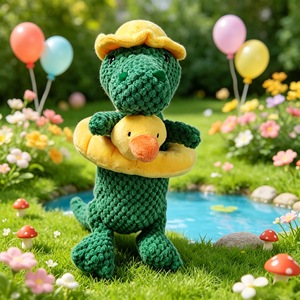 Plush Dinosaur Pet Toy With Swimming <b>Ring</b> Design For Dogs Interactive Playtime Fun Anhui Made - Product Image 1