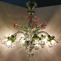 Lustre en verre Murano vert et bleu de luxe occidental, luminaire suspendu moderne haut de gamme, lampe de plafond italienne faite à la main