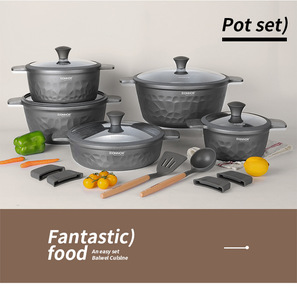 Magnifiques casseroles à texture martelée, 16 pièces, <span class=keywords><strong>avec</strong></span> manches amovibles, 20/24/28/32 cm, poêle peu profonde 28 cm, quincaillerie élégante - Product Image 4
