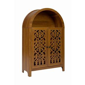 Hand Carved Arched Cabinet Solid Wood <b>Storage</b> With <b>Open</b> Shelf And 2 Doors Tall Narrow Accent Cabinet For Living Room - Product Image 3