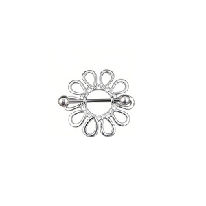 Anillo <span class=keywords><strong>de</strong></span> leche exquisito con diseño <span class=keywords><strong>de</strong></span> flor hueca y diamantes perforados para pezón, joyería <span class=keywords><strong>de</strong></span> moda al por mayor - Product Image 5