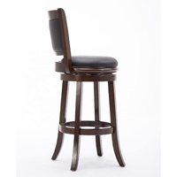Tabouret de bar en bois de chêne, mobilier de bar commercial, style moderne, luxe léger, pieds en bois massif brun et dossier en cuir rembourré brun pour bar