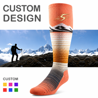 Chaussettes de ski en laine mérinos sur mesure, longues, anti-froid, très élastiques, pour l'alpinisme en extérieur, avec logo intégré