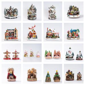 Caja de música retro Bola de cristal Decoraciones navideñas transfronterizas Coche rojo Camión de nieve Artesanía de resina - Product Image 6