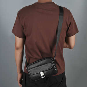 Men's Genuine Leather Crossbody Bag Black Top Layer Cowhide Durable Shoulder Bag Everyday Outfits - Product Image 2