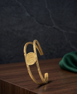 DIVYORO Geometric Minimalist Gold Plated Kada for <b>Men</b> Contemporary Designer Bracelet Elegant Gold Finish Fashion Jewelry Office - Product Image 1